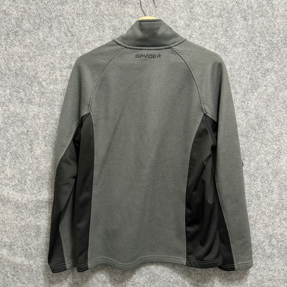Spyder 1/4 Quarter Zip Pullover Mens Medium Gray Black Fleece Sweater Active - Picture 3 of 8
